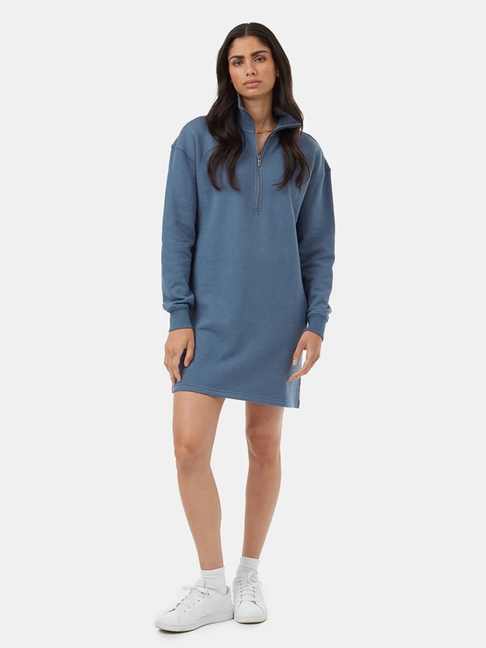 Tentree 1/4 Zip Fleece Oversized Dress Womens Small Vintage Blue